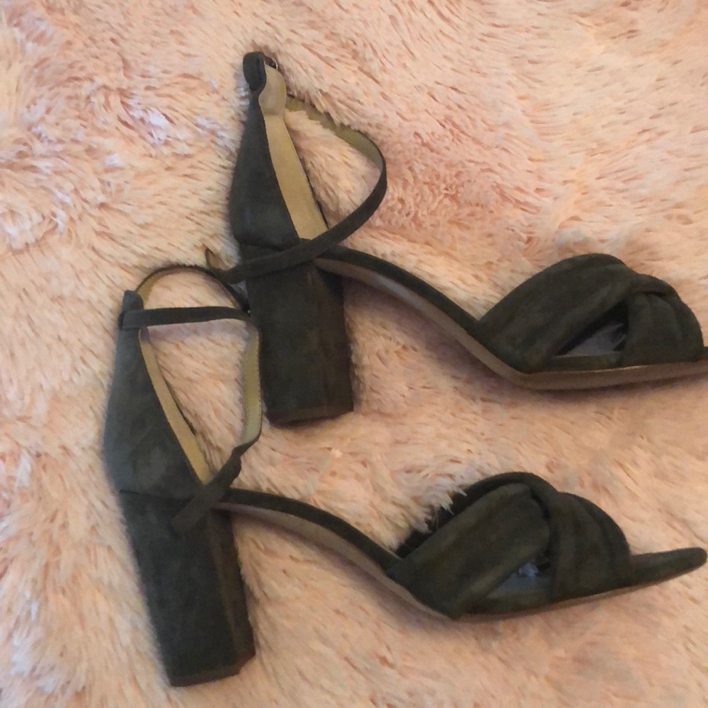 Ann Taylor Gillian Suede Block Heel - Olive
